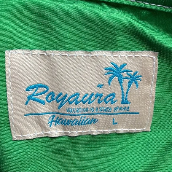 Royaura Hawaiian Tropical Frog Graphic Short-Sleeve Shirt - Green Size L Resort - Picture 3 of 11